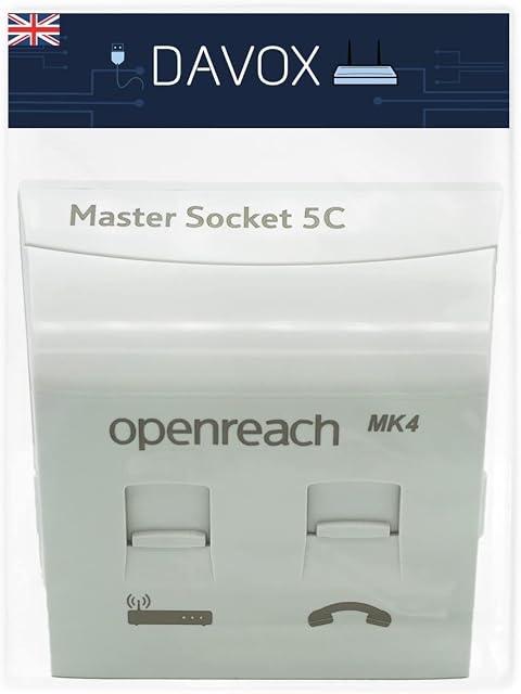 DAVOX BT Openreach master phone socket NTE5C MK2 + MK4 Faceplate - Combination Socket for Fibre Broadband + Filtered Telephone Main Line BT431a for Phone RJ11/RJ45 Data