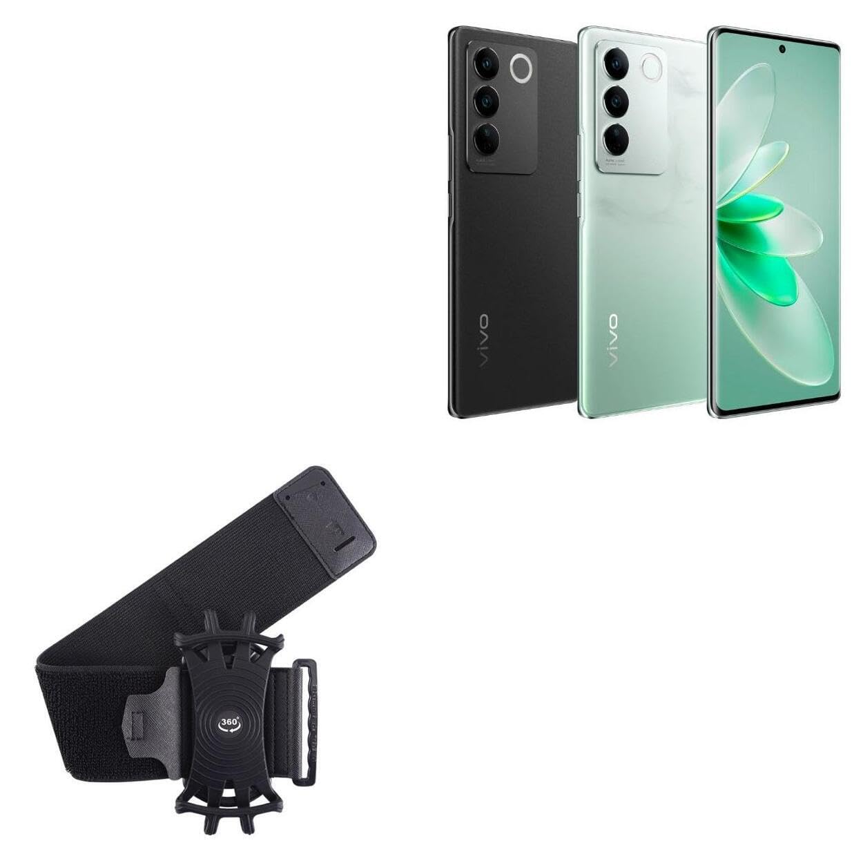 BoxWave Holster Compatible with vivo S17 - ActiveStretch Sport Armband, Adjustable Armband for Workout and Running - Jet Black