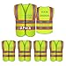 Safety Vest Custom Logo,Class 2 Personalized High Visibility Reflective Vest with 5 Pockets and Zipper-5 Pack (015Yellow,L)