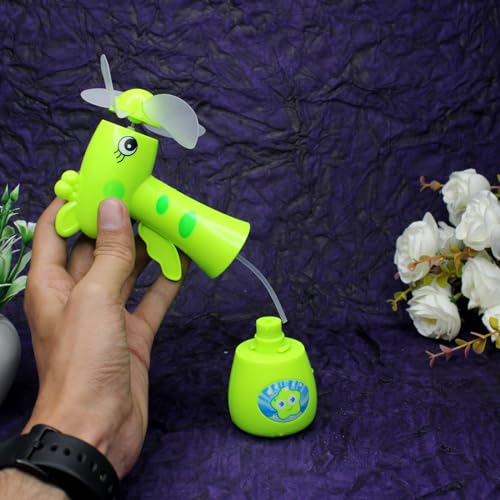 Image of Mini Pocket Fan Toy with Mist Water Spray Fan for Kids Portable Cartoon Hand-Driven Fan for Kids Cool Summer Toy for Indoor and Outdoor Multicolor (Set of 2)