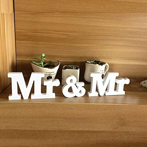 MR & MR Signe, Mr et Mr lettres en bois signent un cadeau de décoration de table de mariage gay pour les couples gays