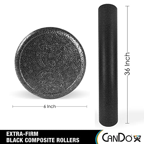 Cando Black Composite High-Density Foam Rollers For Muscle Restoration Massage Therapy Sport Recovery And Physical Therapy 6" X 36" Round #TOP1