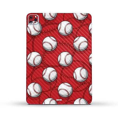 Image of MightySkins Carbon Fiber Skin Compatible with Apple iPad Pro 11 inch M2 4th Gen (2022) Full Wrap Kit - Tiled Baseball | Protective Durable Textured Carbon Fiber Finish | Easy to Apply | Made in The USA