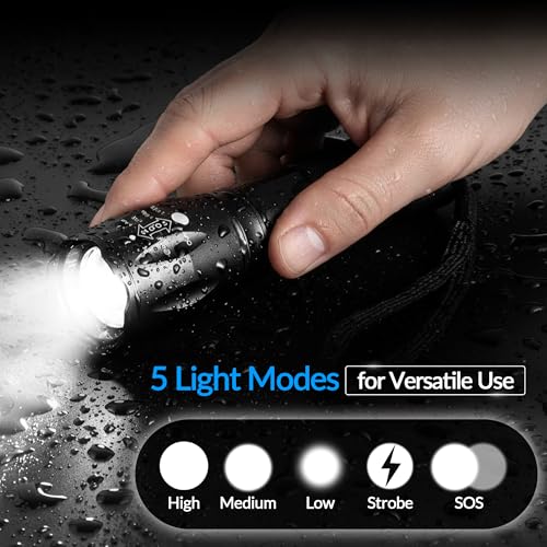 VTech Tactical 2pack LED Flashlight High Lumens - Mini Flashlights for Camping, Hiking, Walking - Powerful Emergency Flashlights with 5 Modes for Outdoor Use - Bright Flashlight with Zoomable Beam - Image 2