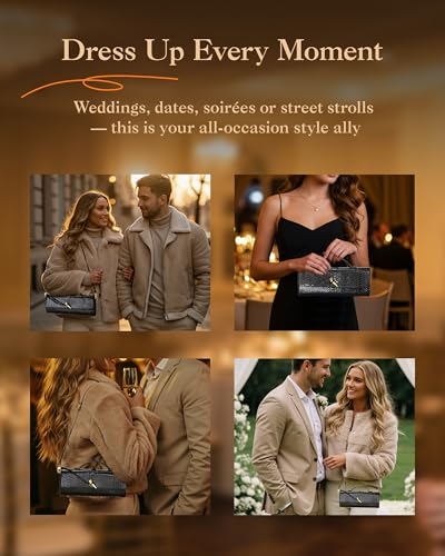 Elegant Evening Clutch Purse for Women – Structured Crocodile PU Leather Handbag for Wedding & Formal Party3