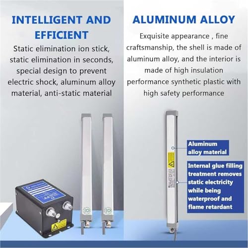 Antystatyczny eliminator jonizujący z generatorem wysokiego napięcia 8KV, igła jonowa ze stali wolframowej, efektywna odległość robocza 10-600 mm do elektroniki i tworzyw sztucznych