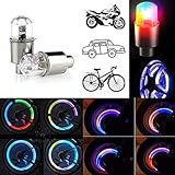 CJRSLRB 2Pcs Bike Wheel LED Lights, Tire Valve Led Light, Waterproof LED Wheel Tire Light, Spoke Flashing Lights, Colorful Wheel Valve Lamp for Bicycle, Car, Motorcycle