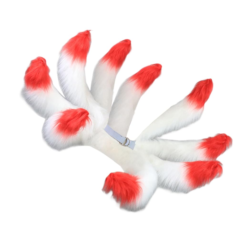 YIGZYCN Faux Furs Nine Tailed Foxes Tail Realistic Kyuubi Kitsune Tail LOL Ahri Tail League of Legend Cosplay Costumes Adults