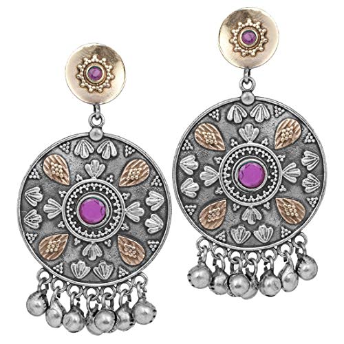 Aheli Boho geoxideerde etnische bengelen oorbellen Faux steen bezaaid vintage geïnspireerd tribal ouderwetse bollywood sieraden voor vrouwen