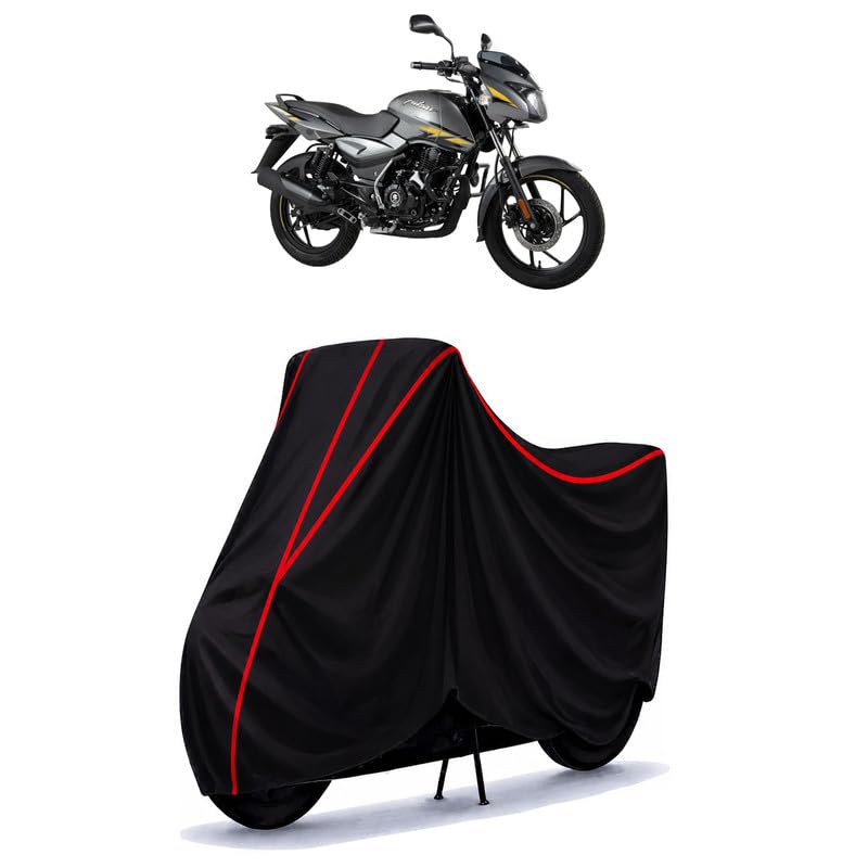 Image of Bajaj Pulsar 125 Water Resistant Bike Cover for All Motorcycles & Rain | Heavy Duty Taffeta Fabric | UV Protection, Dustproof, Scratchproof | All Weather Two Wheeler Body Cover with Elastic Bottom