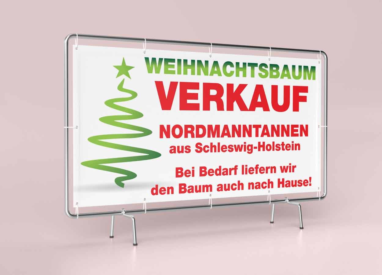 Banner Werbebanner Bauzaunbanner 340 cm x 173 cm "WEIHNACHTSBAUM VERKAUF 8" Werbung