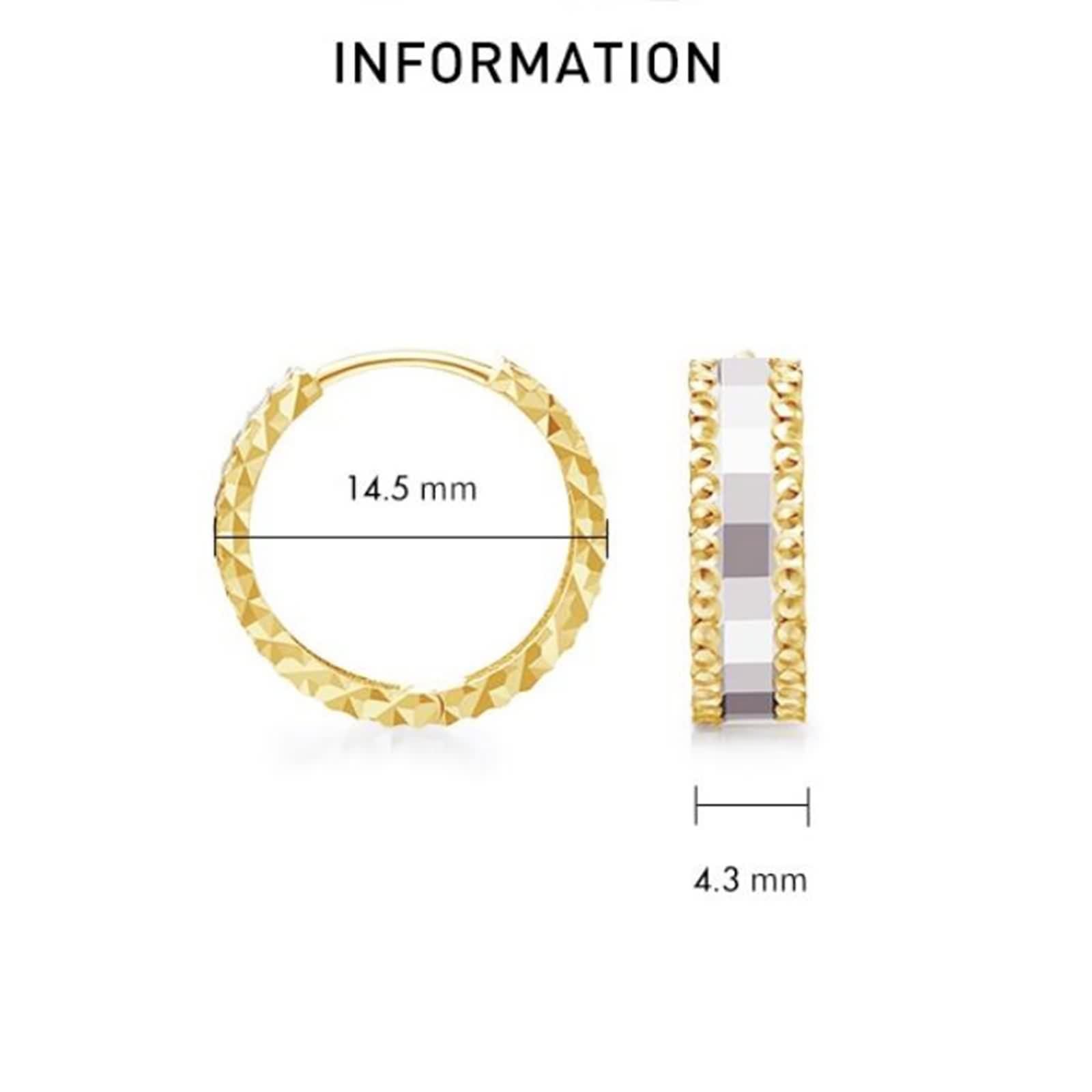 Pendientes de aro pequeños para mujer, pendientes de boda, joyas auténticas, oro amarillo y oro blanco