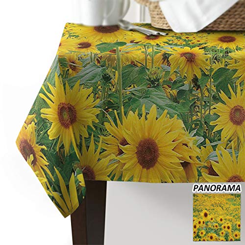 60x 60 Rectangle Table Cover Sunflowers Farmland OilProof Spill Proof Cotton Linen Tablecloths for Dining Wedding Party