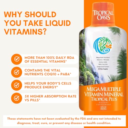 Tropical Oasis 33460 Mega Plus - Liquid Multivitamin And Mineral Supplement – Includes 85 Vitamins & Minerals, 20 Amino Acids + Coq10 thumb #4