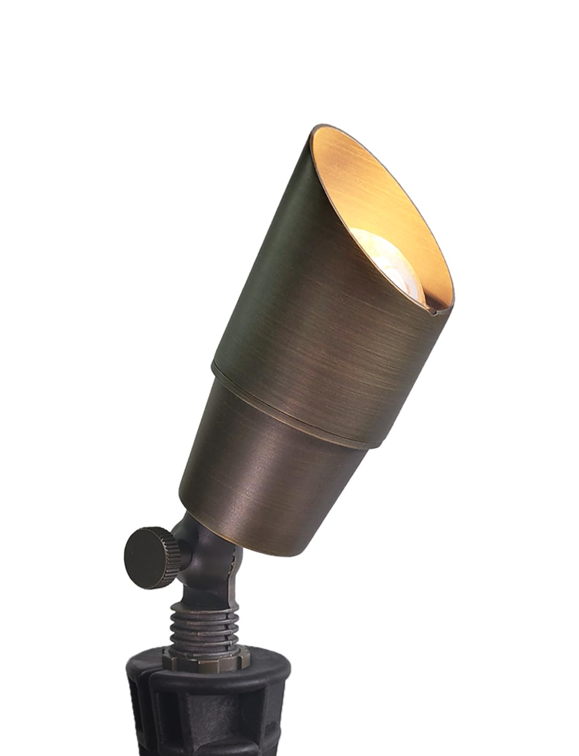 MALORY Brass Outdoor Spot Lights 1 Pack Without Bulb Kit(S01),12V AC/DC Low Voltage LED Landscape Lighting,Outdoor Lights for Patio, Garden and Yard with Ground Stake and Wire Connector