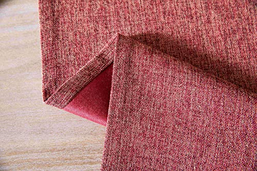 Image of ZeeMart Burlap Style Farmhouse Table Runners 72 Inches Long, Red Rustic Woven Dining Table Runner for Everyday Use, 14x72 Inches, Red