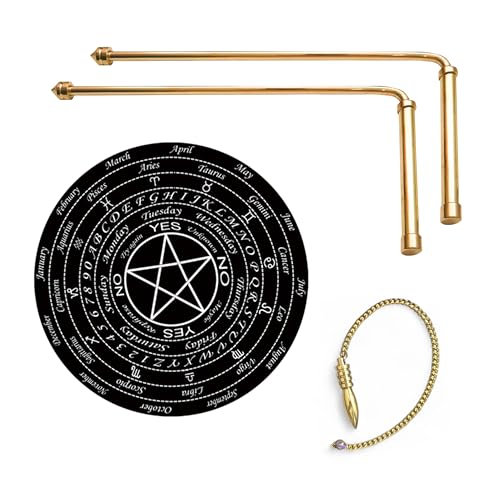 Image of Brass Dowsing Rods Set | 8MM Diameter | Includes Board & Pendulum | Energy Checking Tool for Vastu, Reiki, Feng Shui, Aura Cleansing, Crystal Healing, Water Divining & Dowsing Practices.