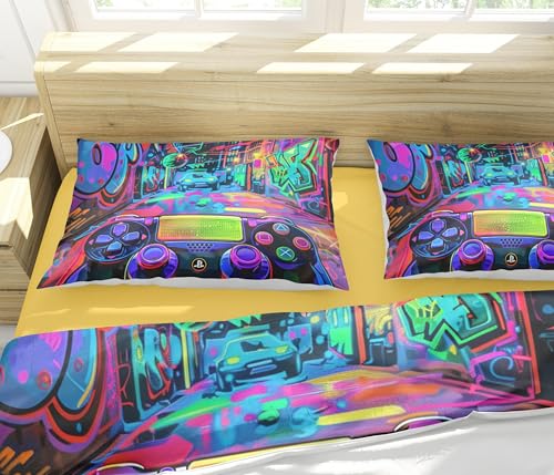 Parure de lit double jeux vidéo 155x220cm colorée