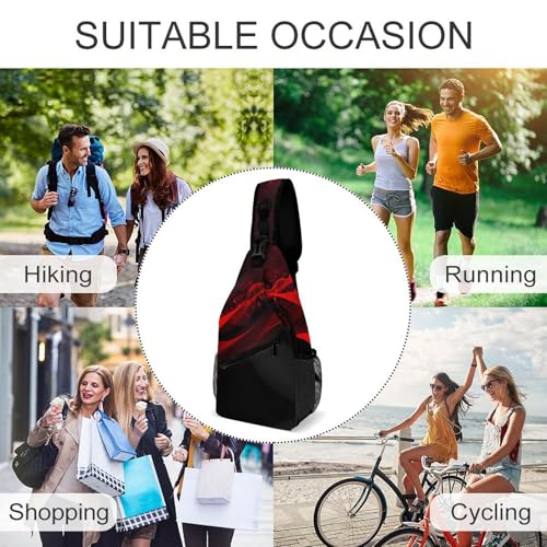 Mochila tipo bandolera negra y roja para hombre y mujer miniatura 6