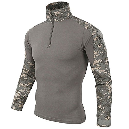 LiliChan Tactical Shirts for Men Long Sleeve Military Shirt Outdoor Shirt Tactical Combat Shirt with ZipperAcu, US M(fit Chest:36"-39")