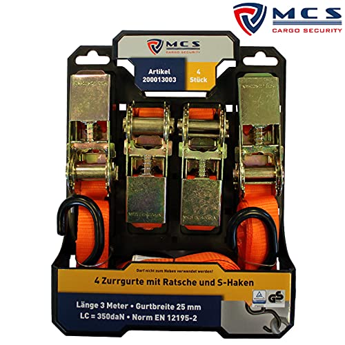 Spanngurte mit Ratsche und Haken 4er Set, 25mm breit 3m lang, bis 700kg, Spanngurt-orange, Zurrgurte für Ladungssicherung, Spanngurte mit Haken, Gurtband, Zurrgurt 3m - TÃV Rheinland geprüft – Bild 6
