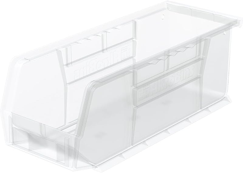 Akro-Mils 30224 AkroBins Plastic Storage Bins, 11"x 4"x 4", Clear, 12-Pack | Space-Saving Stackable Bins for Garage, Pantry, Craft Organization