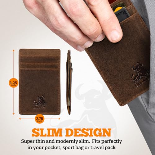 Slim Card Holder Wallet for Men with RFID Blocking, Thin Pocket Sized Carry Case with ID Window, Minimalist Design in Full Grain Crazy Horse Leather, Ideal for Travel, Work or Adventure4