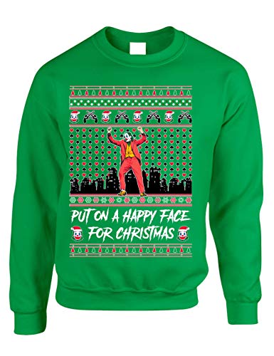 Allntrends Adult Sweatshirt Put On A Happy Face For Christmas Ugly Sweater Holiday Top (Xl, Irish Green) #TOP3