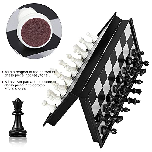 Image of LONGMIRE Magnetic Chess Board Educational Toys Set with Folding Chess Board with Pieces Storage | Portable Strategy Game for Kids & Adults 2 Player Game for Travel, Learning & Fun Multicolor (Black)