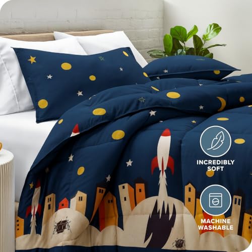 Image of Anjali Overseas 200 GSM 400 TC Kids Glace Cotton Reversible Cartoon Printed Double Bed King Size Comforter with Matching Bedsheet 90 * 100 with 2 Pillow Covers Set of 4 Pieces. Multi C