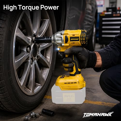 Image of Tomahawk TIW-85B 20V Cordless Impact Wrench (No Battery), 300Nm Torque, 2800 RPM, inch Square Drive + inch Hex Socket, Brushless Motor, LED Light, Reversible