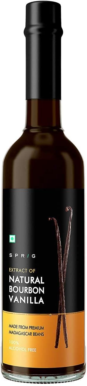 SPRIG Natural Bourbon Vanilla Extract, 50ml | Halal & 100% Alcohol Free | Pure, Gluten Free, Non-GMO | Made With Madagascar Vanilla Beans | For Baking & Cooking