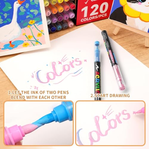 Image of Acrylic Paint Markers Brush Tip, 72 Vivid Colors with Direct-Liquid Ink System, Professional-Grade Paint Pen for Rock Painting, Canvas, Glass, Plastic, Fabric & Creative Crafts
