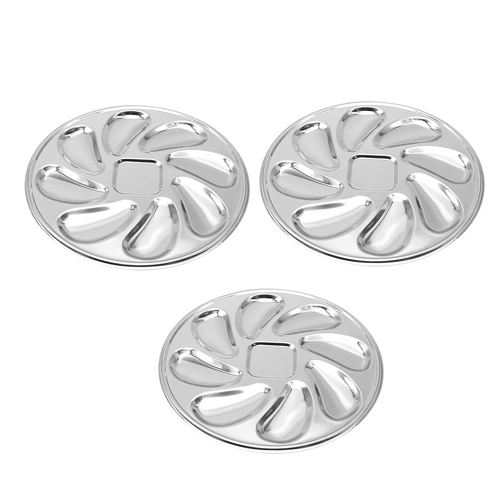 CTRLZS 3PCS Oyster Plate Oyster Grill Pan Serving Trays for Scallop,Sauce and Lemons, Oyster Shell Shaped Pan
