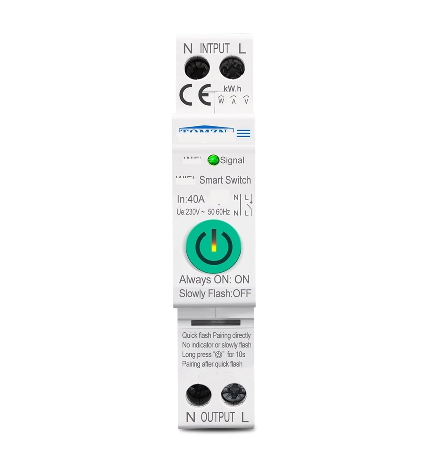 GVBAEPIEO 1P+N Smart Switch 40A Energy Meter KWh Metering Monitoring Circuit Breaker Timer Relay