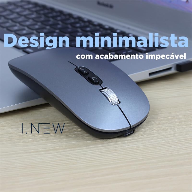 Mouse SLIM recarregável Bluetooth Para Apple MacBook Air e Apple MacBook Pro inclusive modelos MacBook Air M1 - M2 - M3 E M4 e MacBook Pro M1 - M2 - M3 e M4