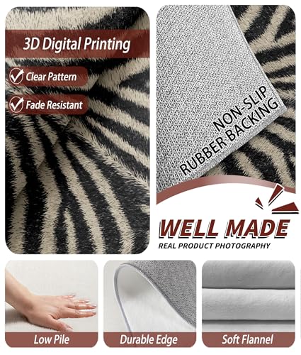 Tapete decorativo estampado cebra 4x5 Black Beige miniatura 7