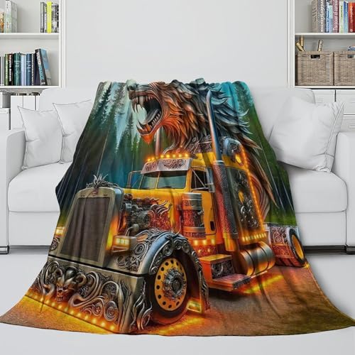 Couverture lit microfibre chaude et douce imprimée 3D camion