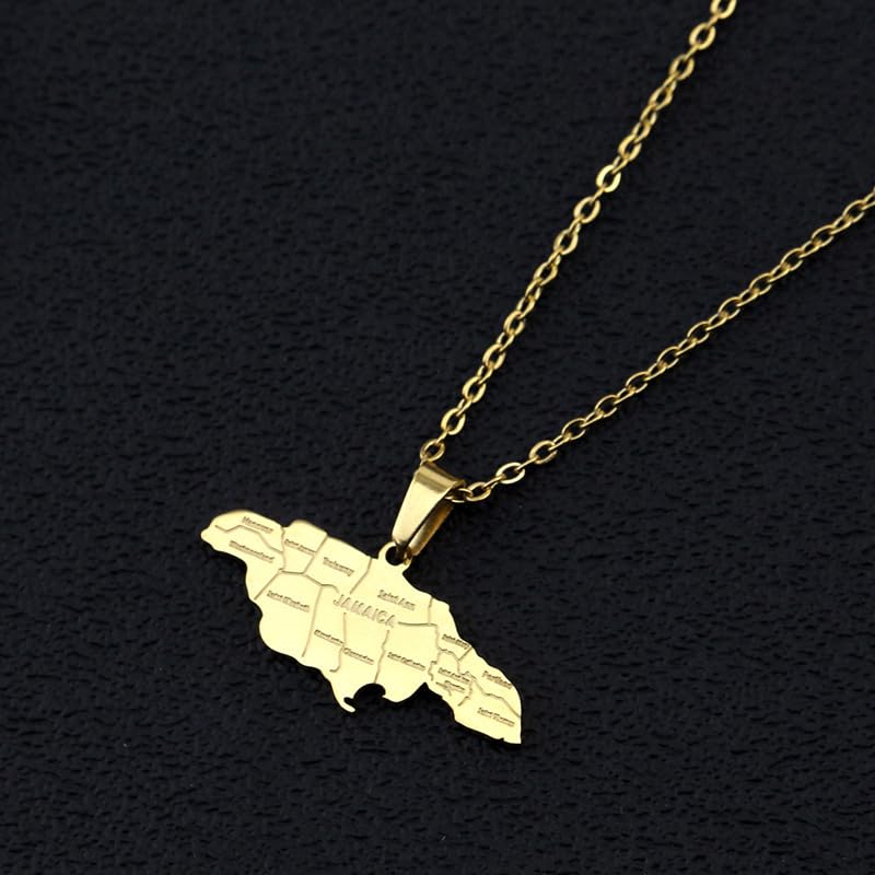 Jamaica Map Necklaces - Stainless Steel Map of Jamaica With City Pendant Jewelry Gift for Men and Women4