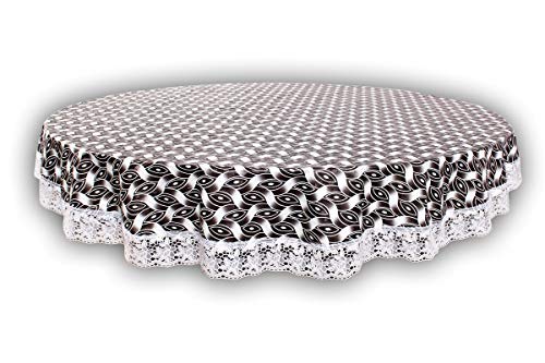 Image of The Furnishing Tree Round Shape 8 Seater Table Cover WxL 90x90 inches with White Border lace