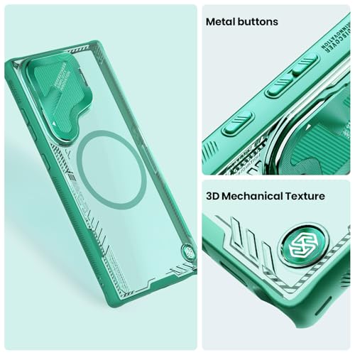 Image of Nillkin Magnetic for Galaxy S24 Ultra Case Clear, Compatible with Magsafe, Never Yellow & Biodegradable Material, Translucent Case with Invisible Kickstand & Camera Cover for Galaxy S24 Ultra, Green