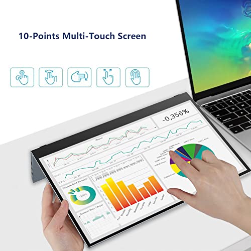 Image of 15.6 inch 4K Portable Monitor, Touchscreen UHD IPS Display,100% sRGB, USB-C /HDMI Laptop Display, Dual Speakers, Aluminum Alloy, Compatible with Laptop, PC, Smartphone, PS4 /5, Xbox, Switch