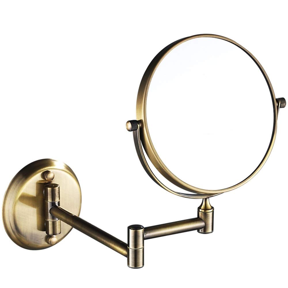 Espejos de maquillaje para baño, 8 pulgadas Montado en la pared Lupa Robusto Doble Cara Ajustable Cosmético Afeitado Vanidad Extensible, Bronce, 5X (Bronce 5X)