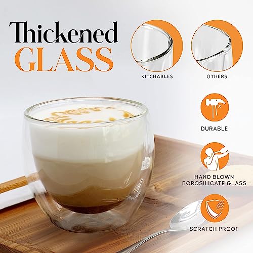 Image of KELVEE Double Wall Glass Coffee Mugs Set of 1, 250ml Without Handle Insulated Glass Coffee Mug Without Handle, Clear Coffee Mugs (1)