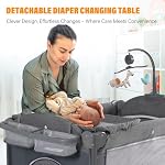 5 en 1 Lit bébé,Crèche-bébé,Cris de lit avec matelas,Joueur pliable pour bébé,Javier de voyage portable pour bébé bébé nouveau-né (Grey)