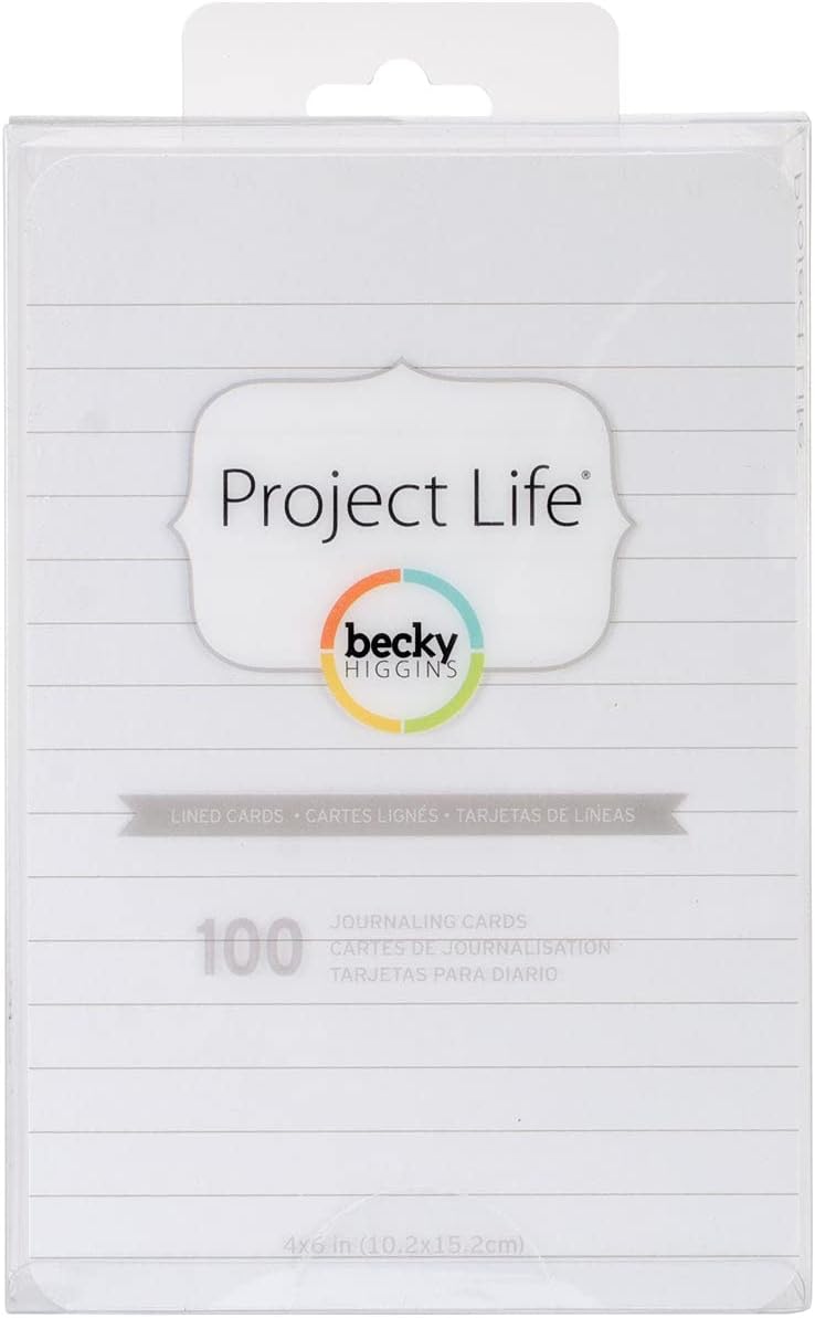 Project Life 93741 Cards Accessories-4 x 6-Lined-Double-Sided-White (100 Pieces), 11.68 x 17.27 x 2.61 cm, Multi-Colour
