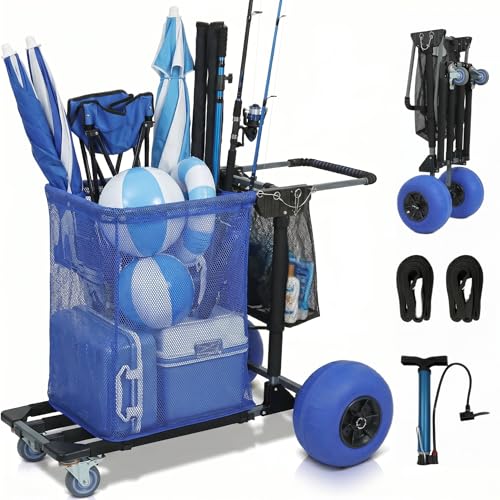 Aomedeelf Beach Cart with Balloon Wheels for Sand Maximum Capacity 220 lbs