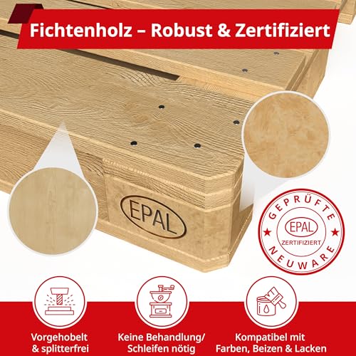 Foto von Schroth Home Möbelpalette Paletta gehobelt – EPAL Europaletten Bausatz geschliffen – kein lästiges Schleifen mehr - günstiger Versand