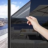 ConCus-T Thickened One Way Mirror Window Film 17.71 Inch X 6.5 Feet UV Blocking Window Tint Film for Home Reflective Window Sticker Glass Privacy Film, Black Silver