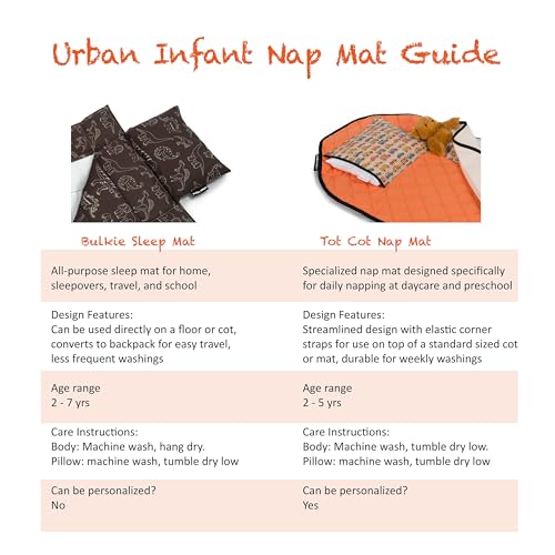 Image of Urban Infant Personalized Tot Cot All-in-One Modern Preschool /Daycare Nap Mat with Washable Pillow and Elastic Straps - Traffic
